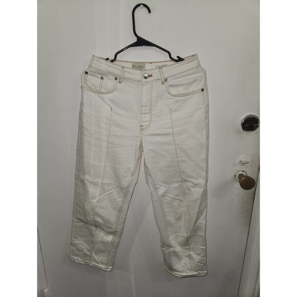 Pilcro anthropologie white cropped jeans straight leg 27P - Picture 1 of 3